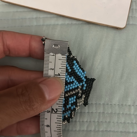 Blue half Butterflies Beaded Stud Seed Bead Earrings - Picture 8 of 8